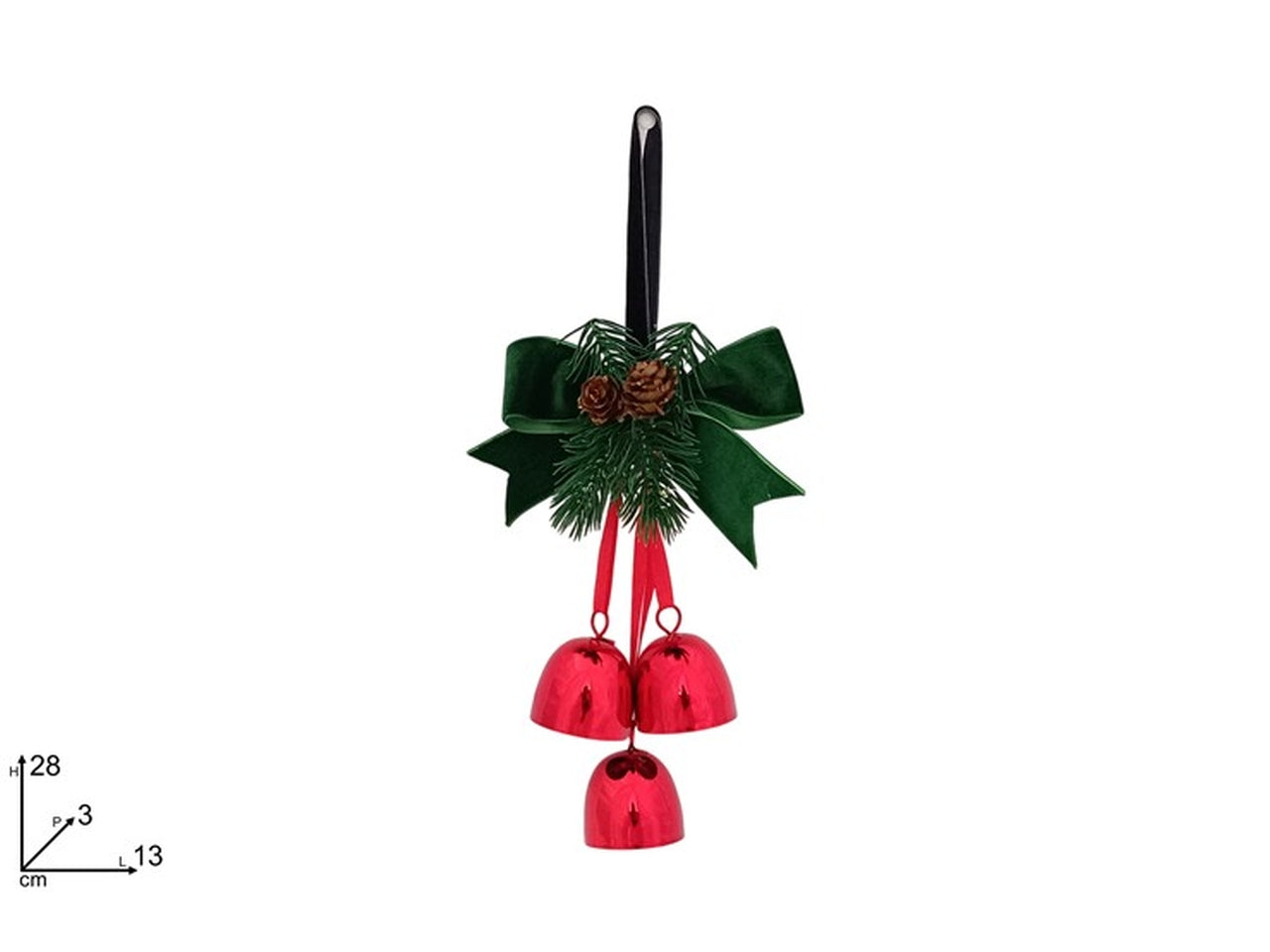 Appendino 28cm con campane e fiocco verde