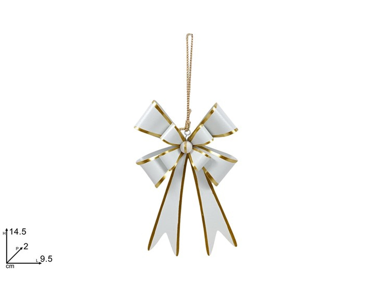 Fiocco latta 14,5cm bianco con bordo oro