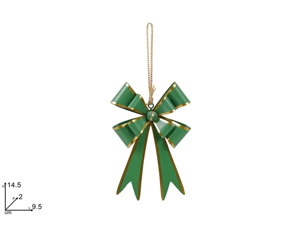 Fiocco latta 14,5cm verde con bordo oro