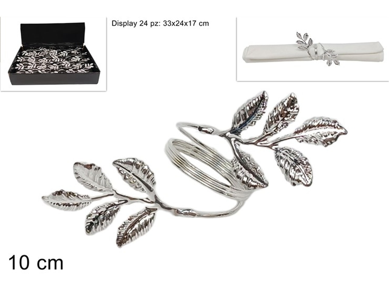 Portatovagliolo foglia 10cm silver