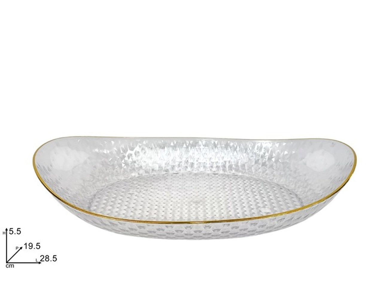 Ciotola ovale con bordo oro 28,5x19,5cm