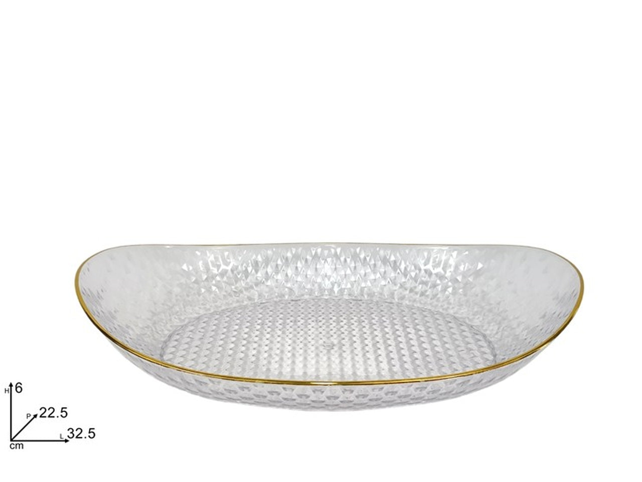 Ciotola ovale con bordo oro 32,5x22,5cm