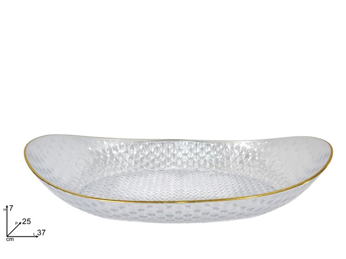 Ciotola ovale con bordo oro 37x25cm
