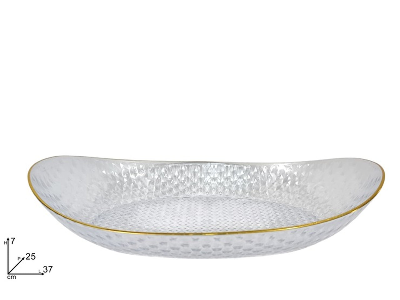 Ciotola ovale con bordo oro 37x25cm