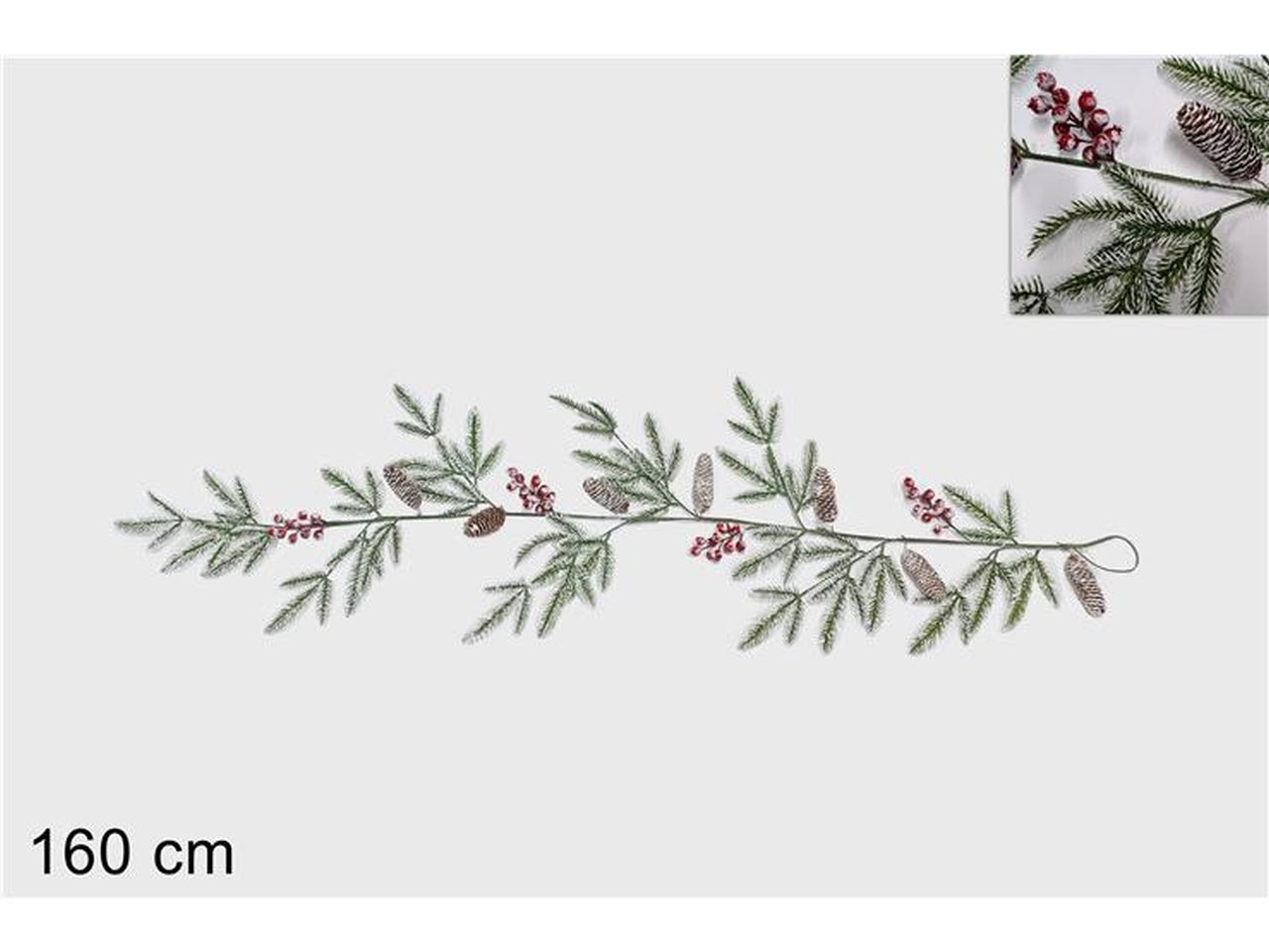 Ghirlanda rami 160cm con bacche e pigne