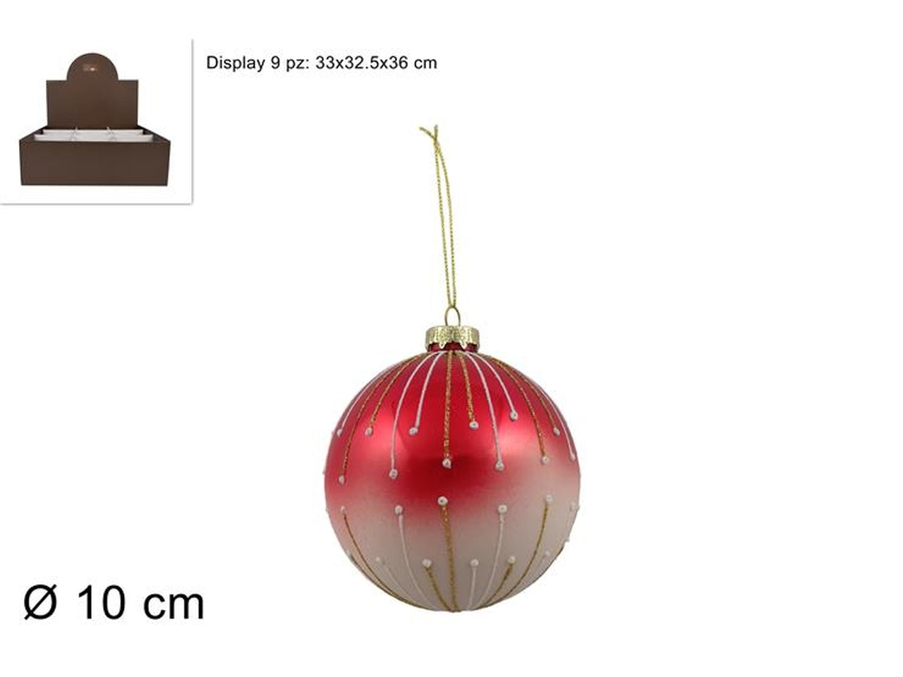 Palla in vetro 10cm rosso sfumata