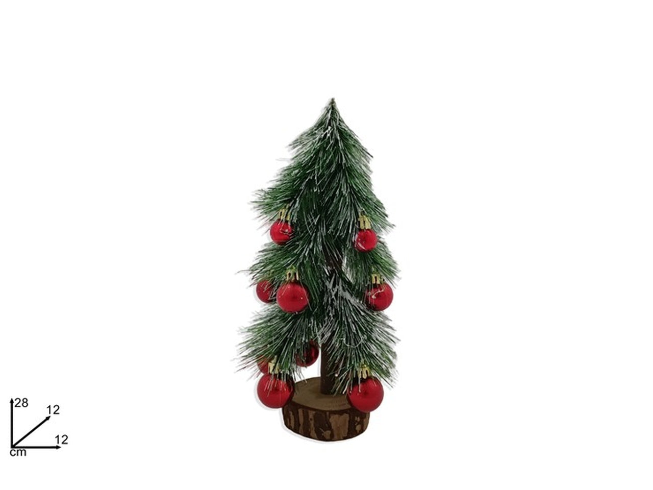 Albero 28cm con tronco e palline rosse