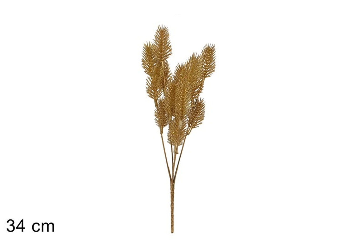 Ramo pino 34cm glitterati oro