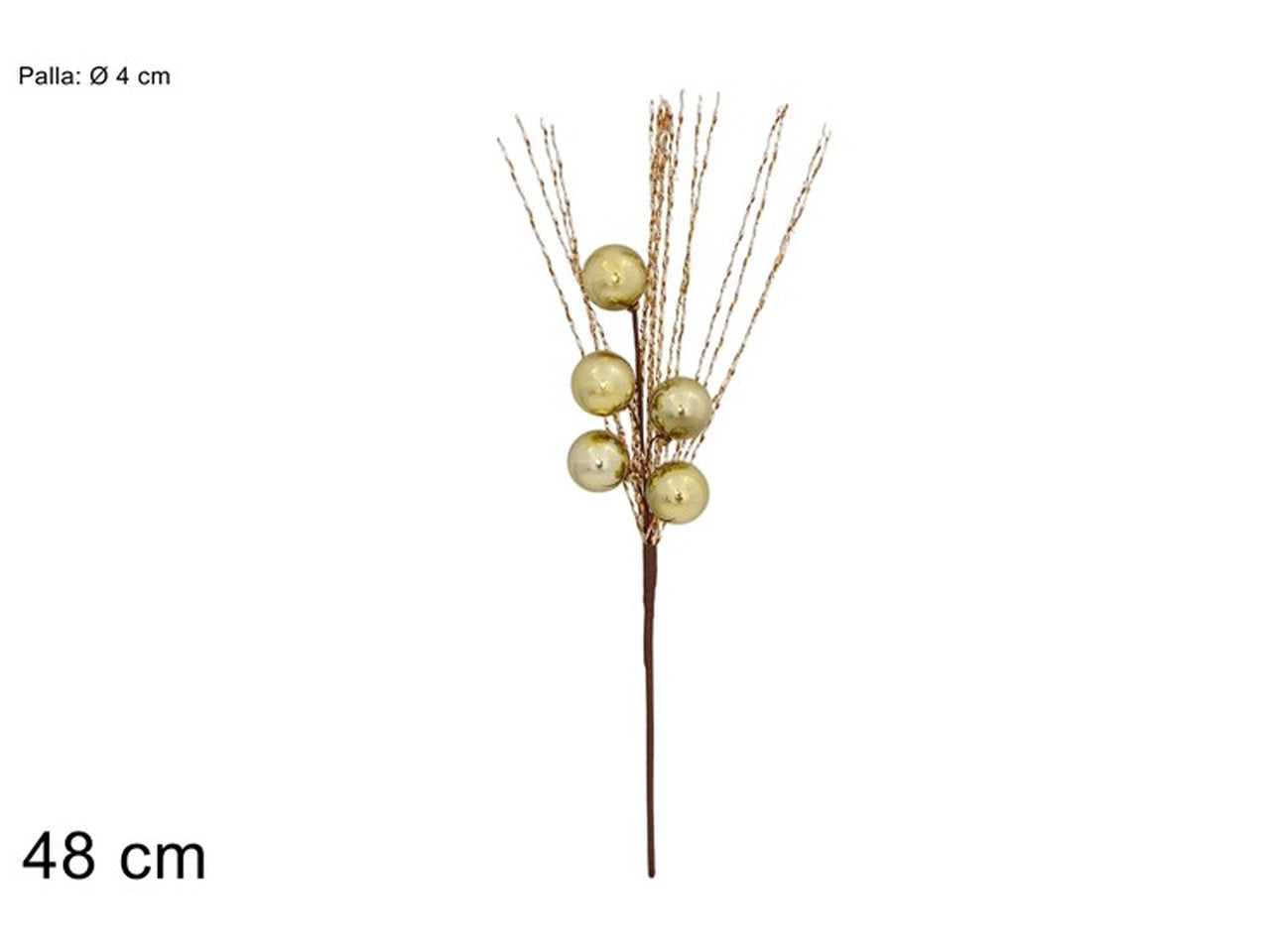 Ramo con fili laminati e palle 48cm oro