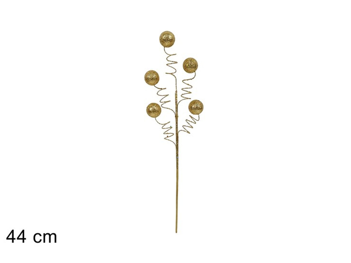 Ramo 44cm con palline glitterate oro
