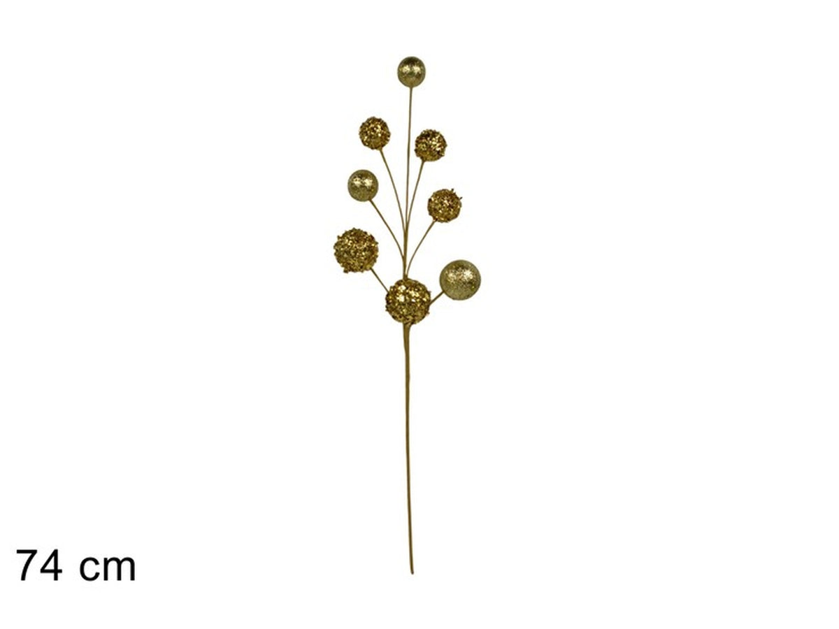 Ramo con palle glitterate 74cm maxi oro