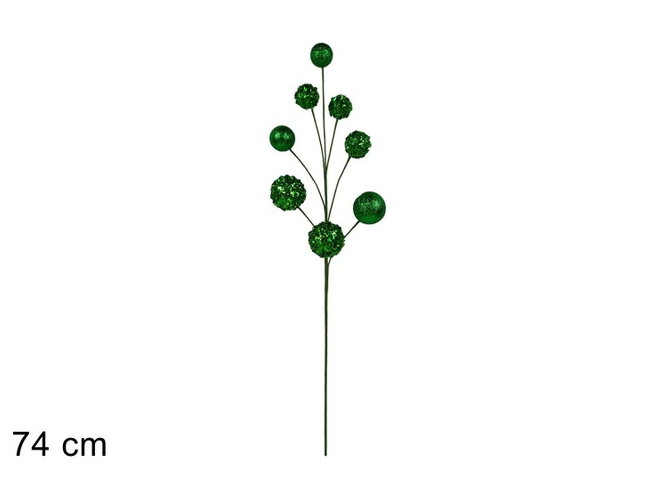 Ramo con palle glitterate 74cm verde