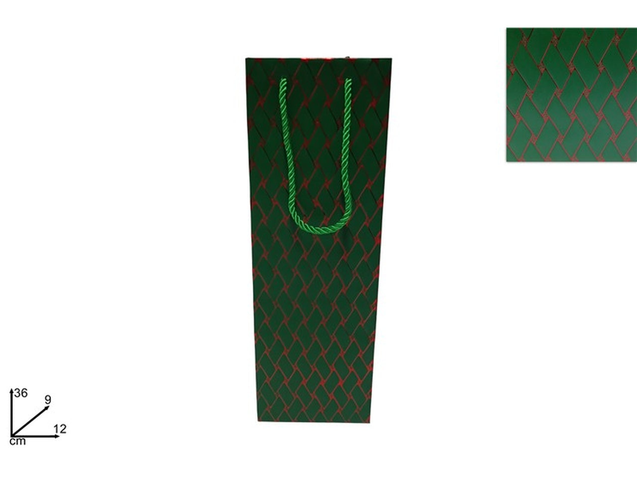 Shopper 12x36x9cm effetto trapunta verde rosso