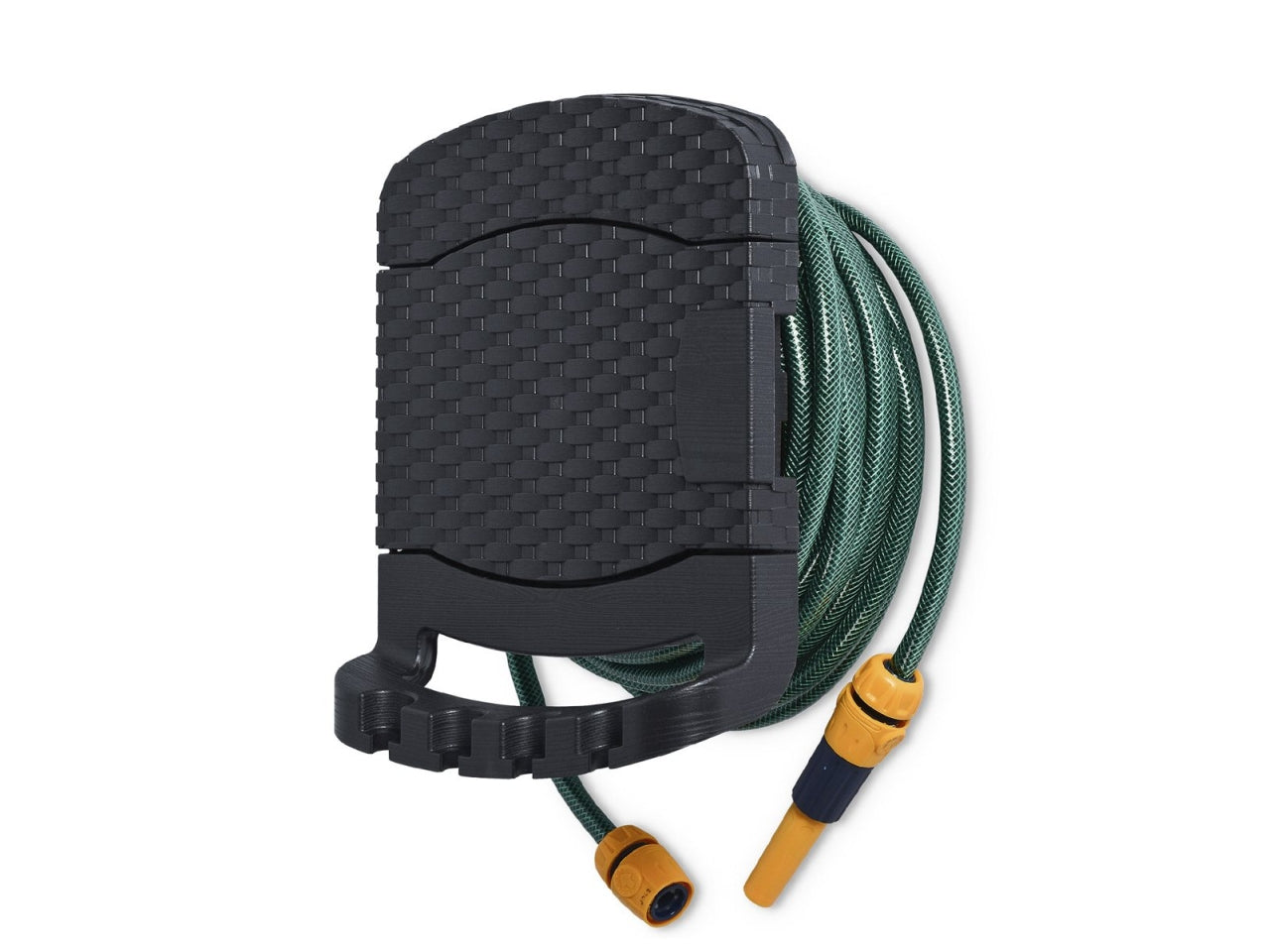 Portatubo tubo' da parete con tubo da 15 mt e set raccordi per tubo effetto rattan 29x20xh.37cm antracite scuro