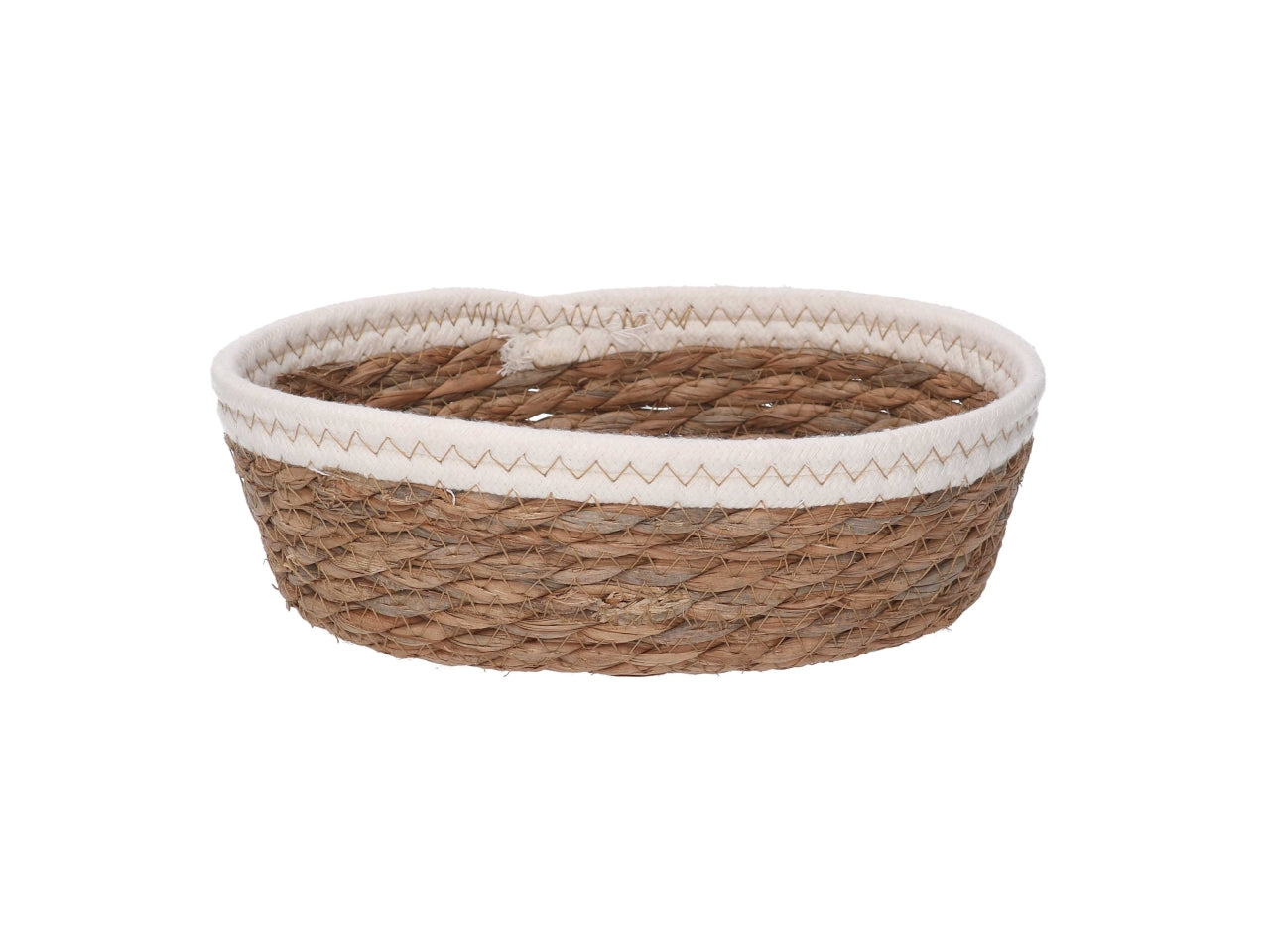 Cestino ovale in giacinto 22x16xh.7cm naturale con bordo corda