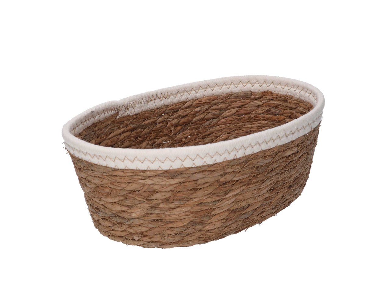 Cestino ovale in giacinto 27x19h10,5cm naturale con bordo corda