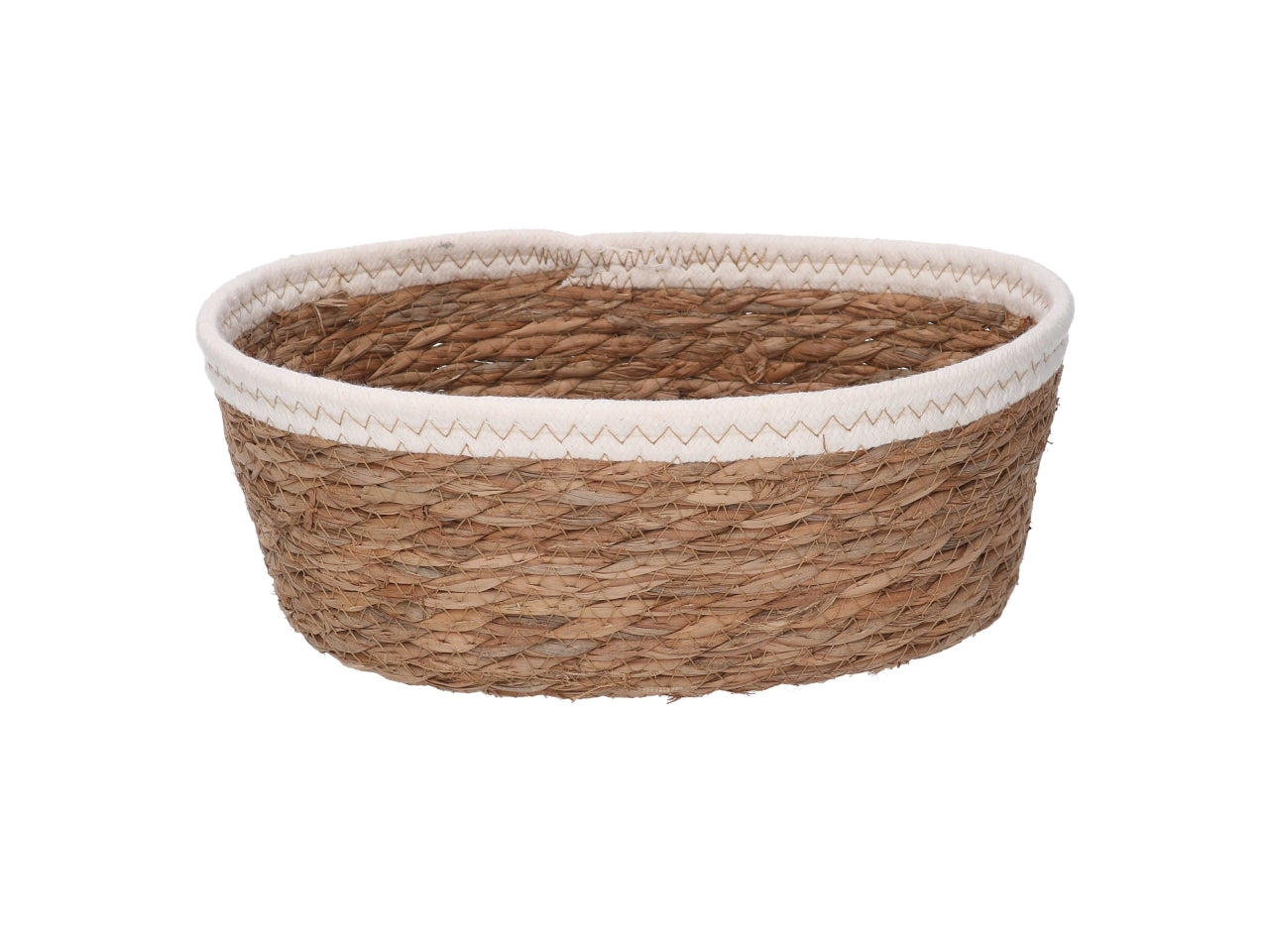 Cestino ovale in giacinto 27x19h10,5cm naturale con bordo corda