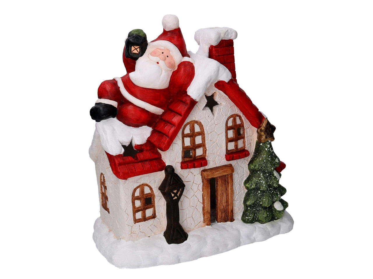 Portacandele casetta in resina 38x21xh.41cm