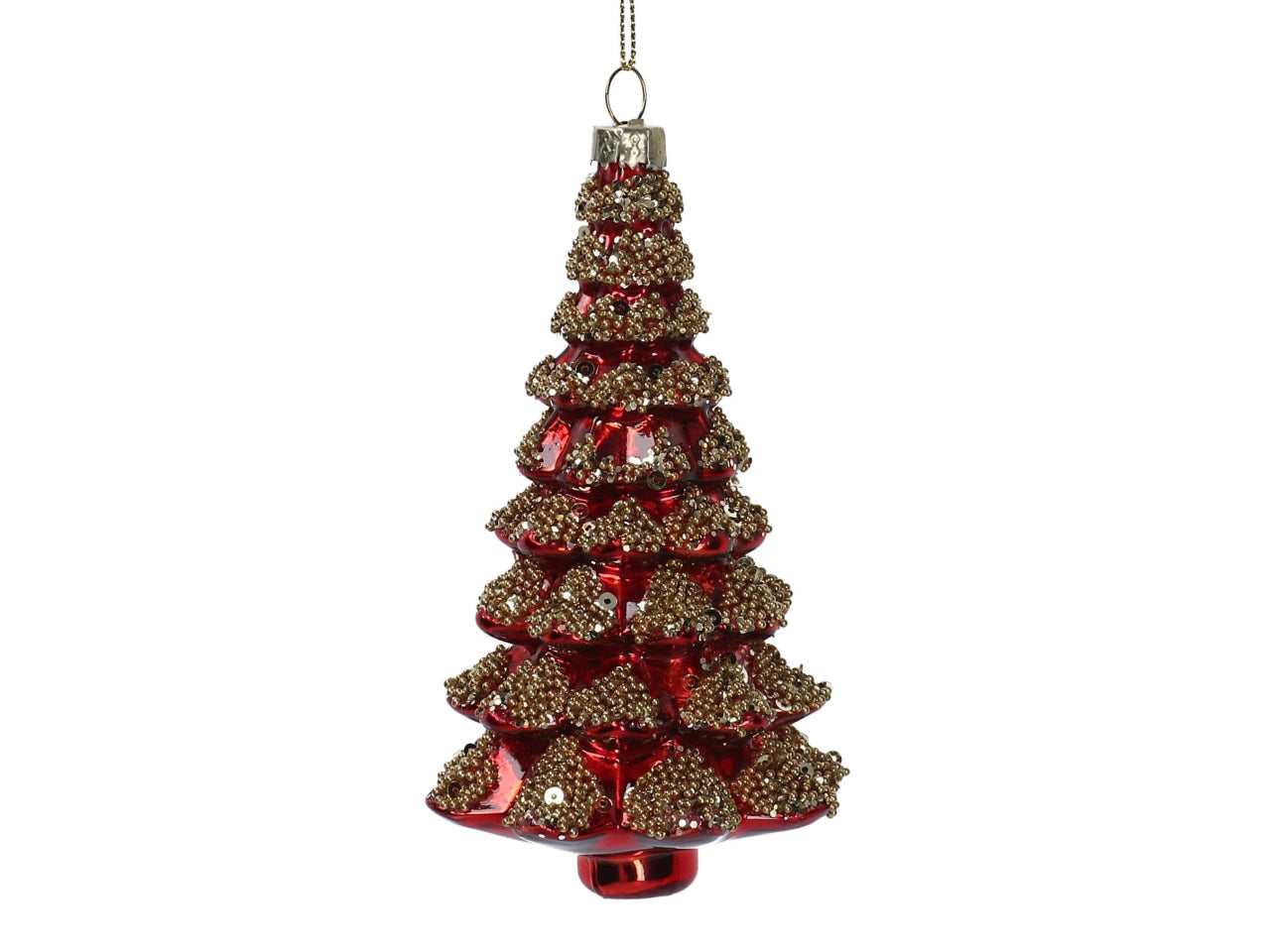 Appendino albero in vetro 12cm rosso