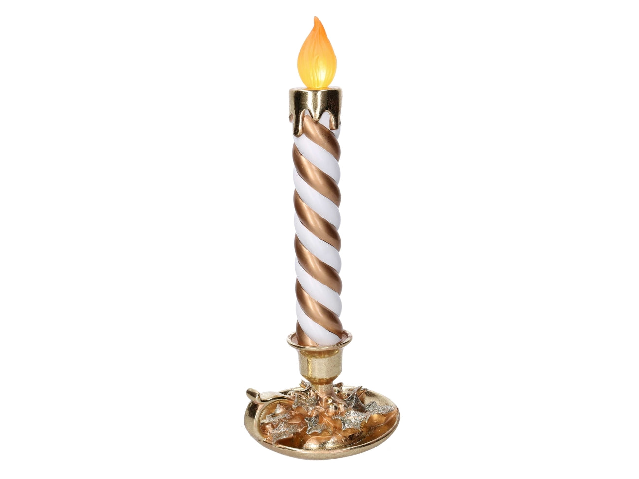 Candela in resina oro con luce led 18,3xh.44,9cm