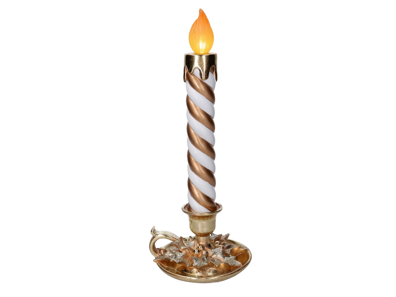 Candela in resina oro con luce led 18,3xh.44,9cm