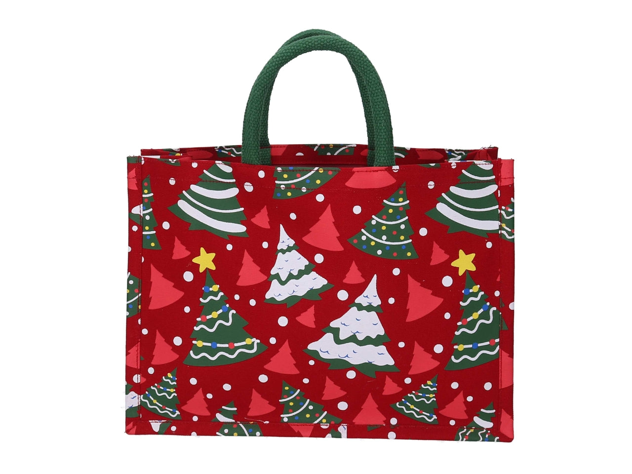 Borsa cotone con alberi di natale rosso 36 x12,5xh.25cm