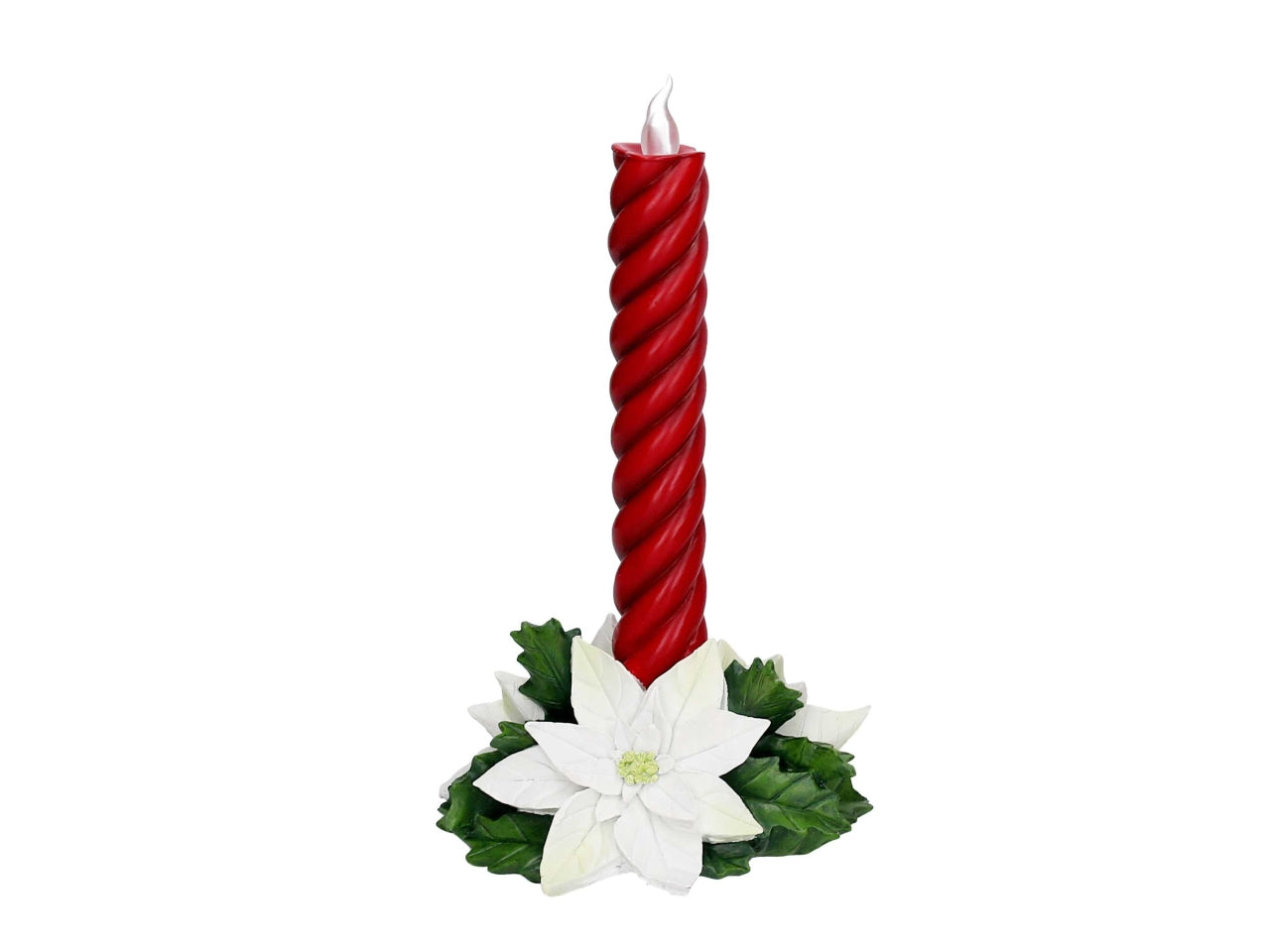 Candela in resina rossa con led 27,6cm