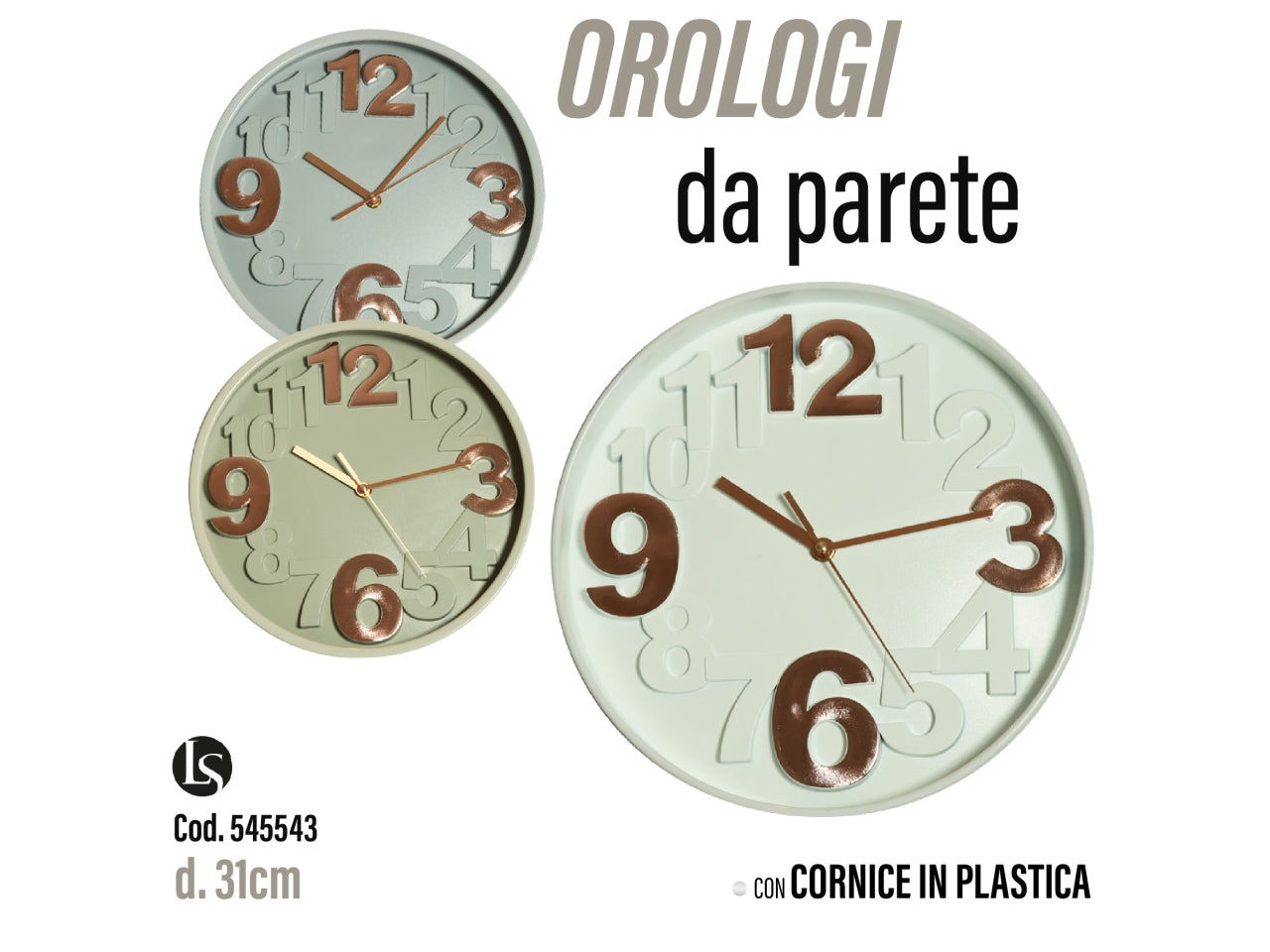 Orologio 31cm in plastica assortito