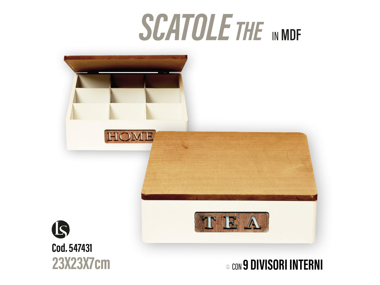 Cofanetto in mdf 23x23x7cm assortito