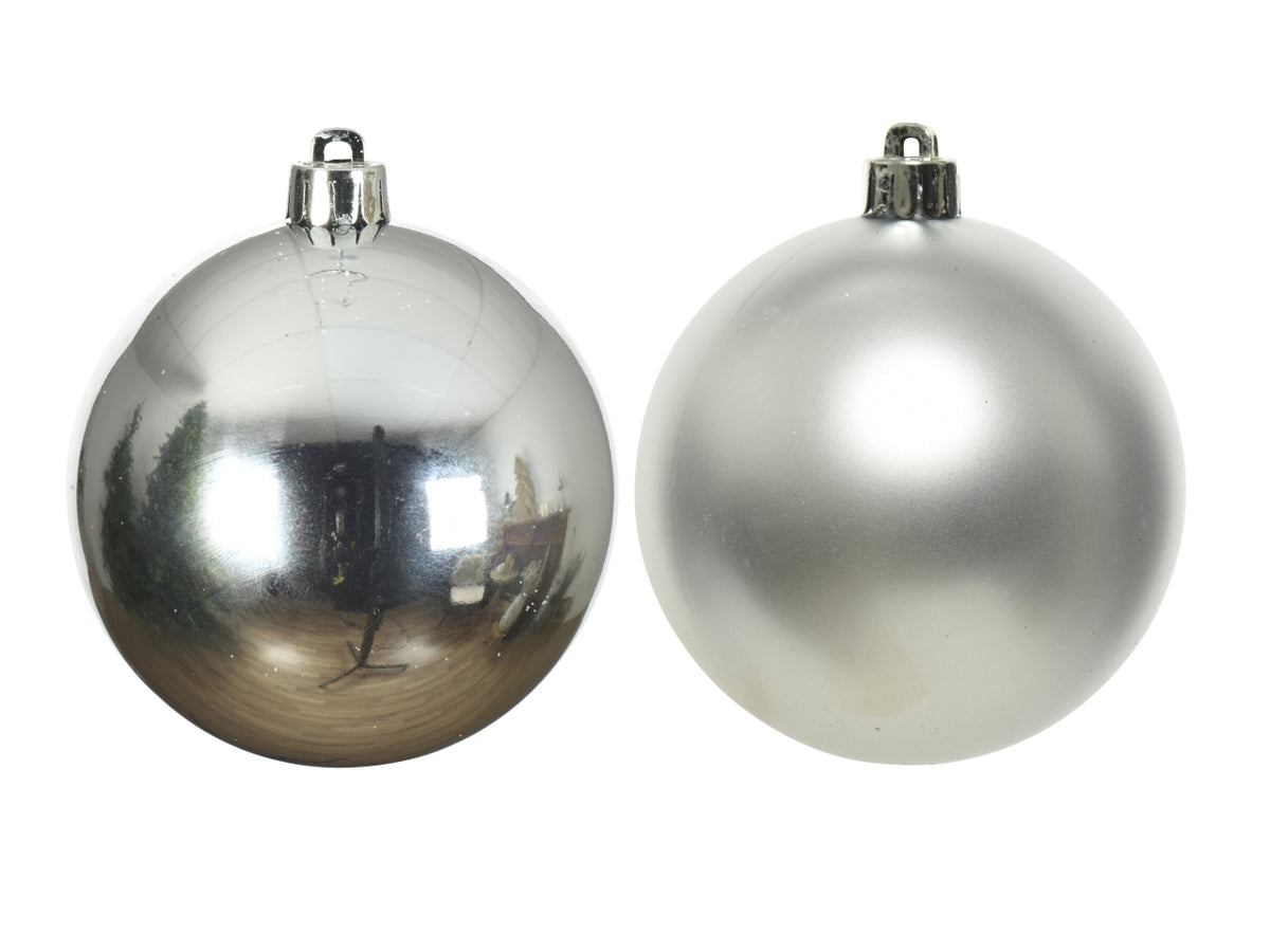 Palla di Natale 6cm in confezione da 12 pezzi argento lucida e opaco