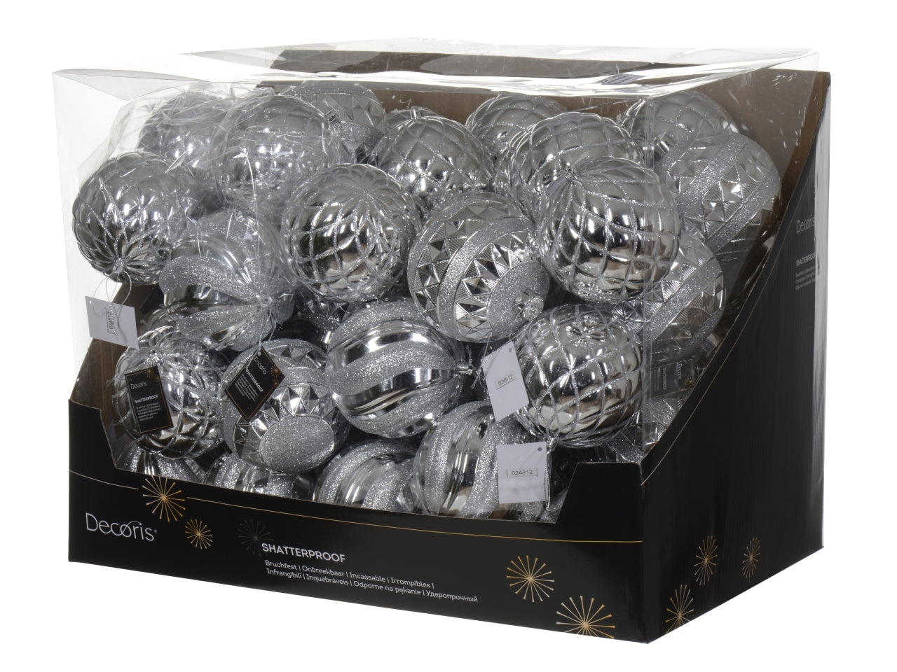 Palla 12cm decori assortite argento lucida