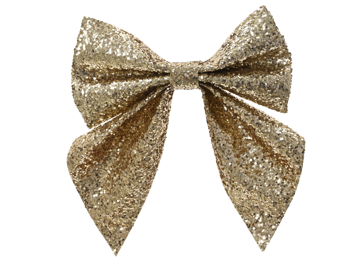 Fiocco rosso con clip oro glitter in cartella da 2 pezzi