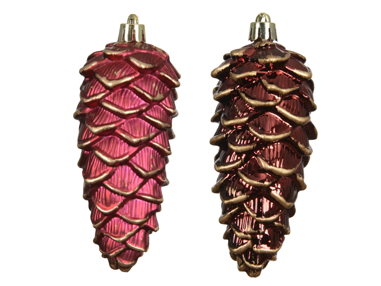 Appendino pigna da 11,5cm in confezione da 2 pezzi rosso con glitter