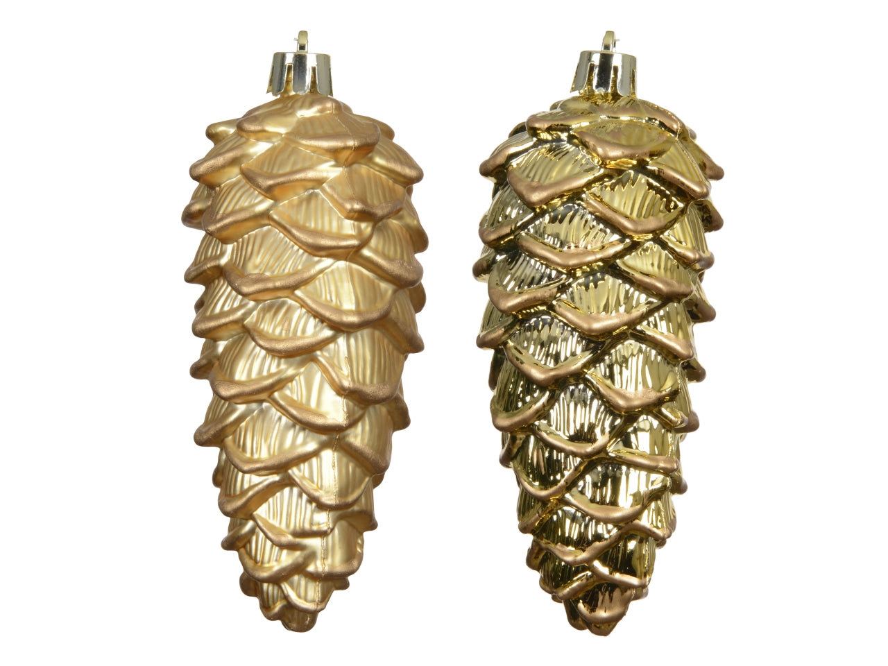 Appendino pigna da 11,5cm in confezione da 2 pezzi oro con glitter