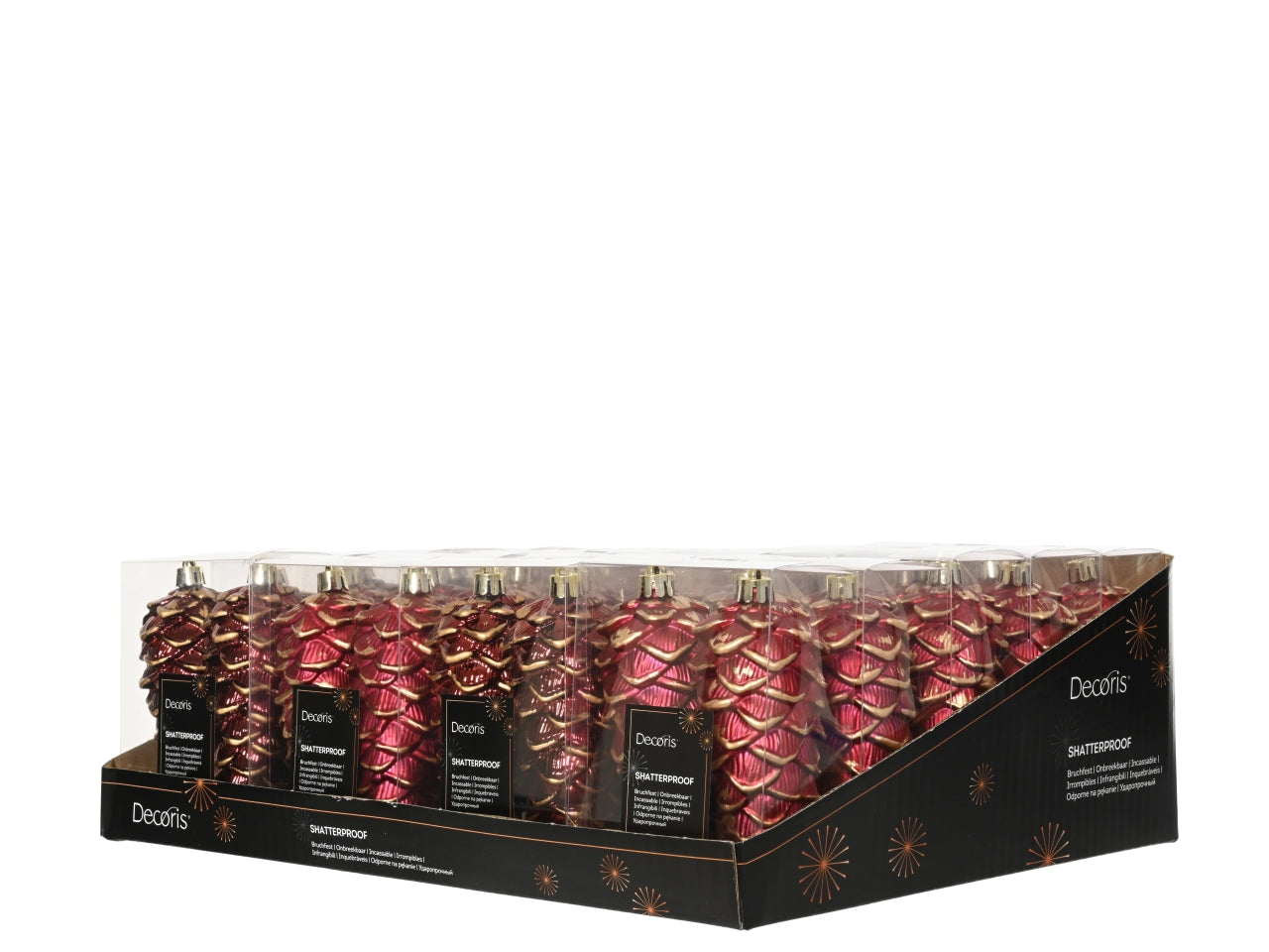 Appendino pigna da 11,5cm in confezione da 2 pezzi bordeaux con glitter