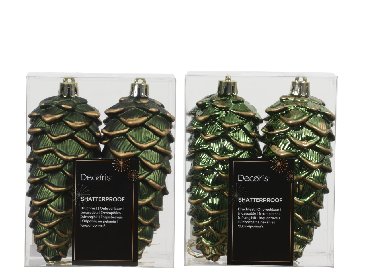 Appendino pigna da 11,5cm in confezione da 2 pezzi verde con glitter