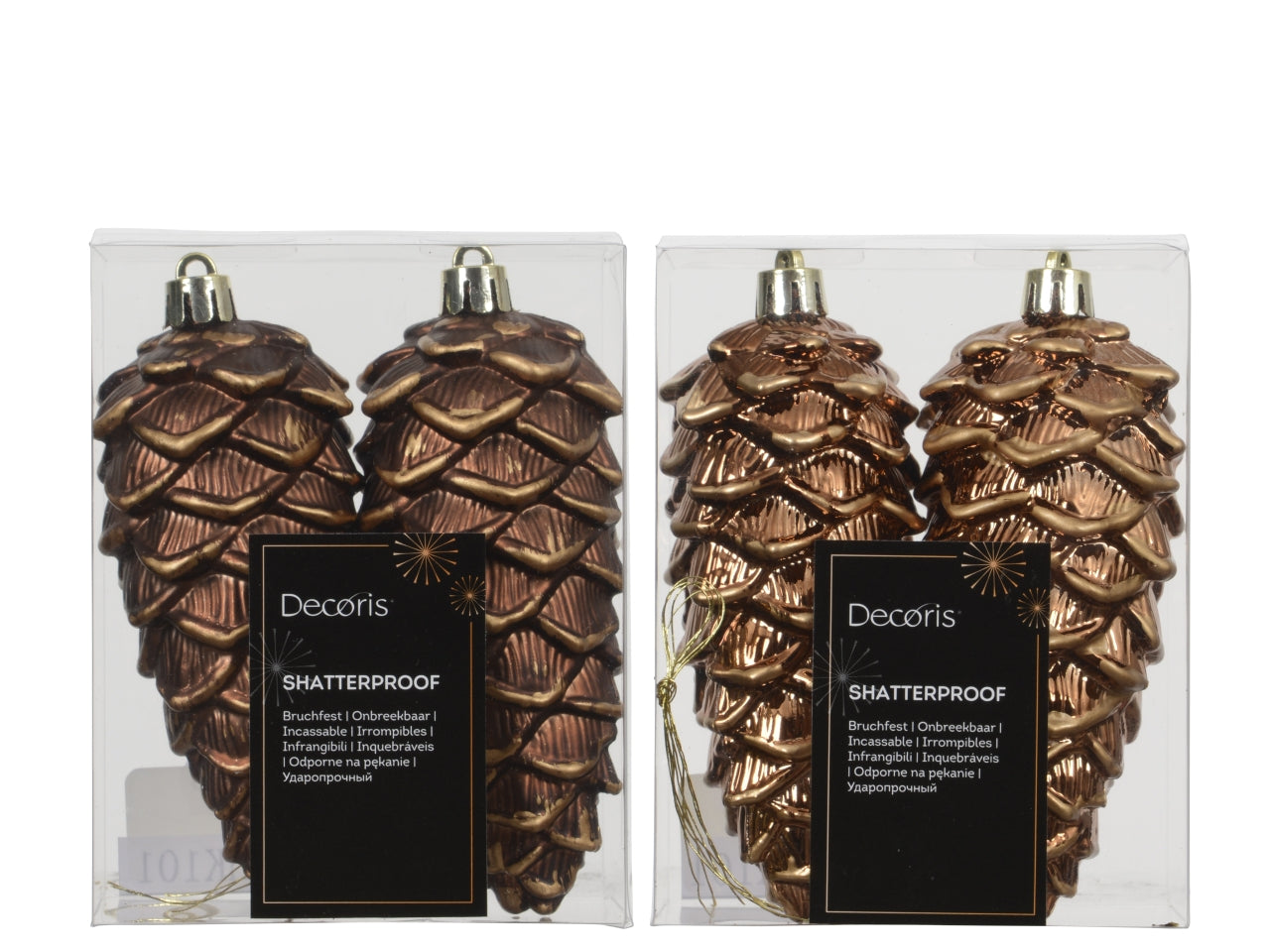 Appendino pigna da 11,5cm in confezione da 2 pezzi marrone con glitter