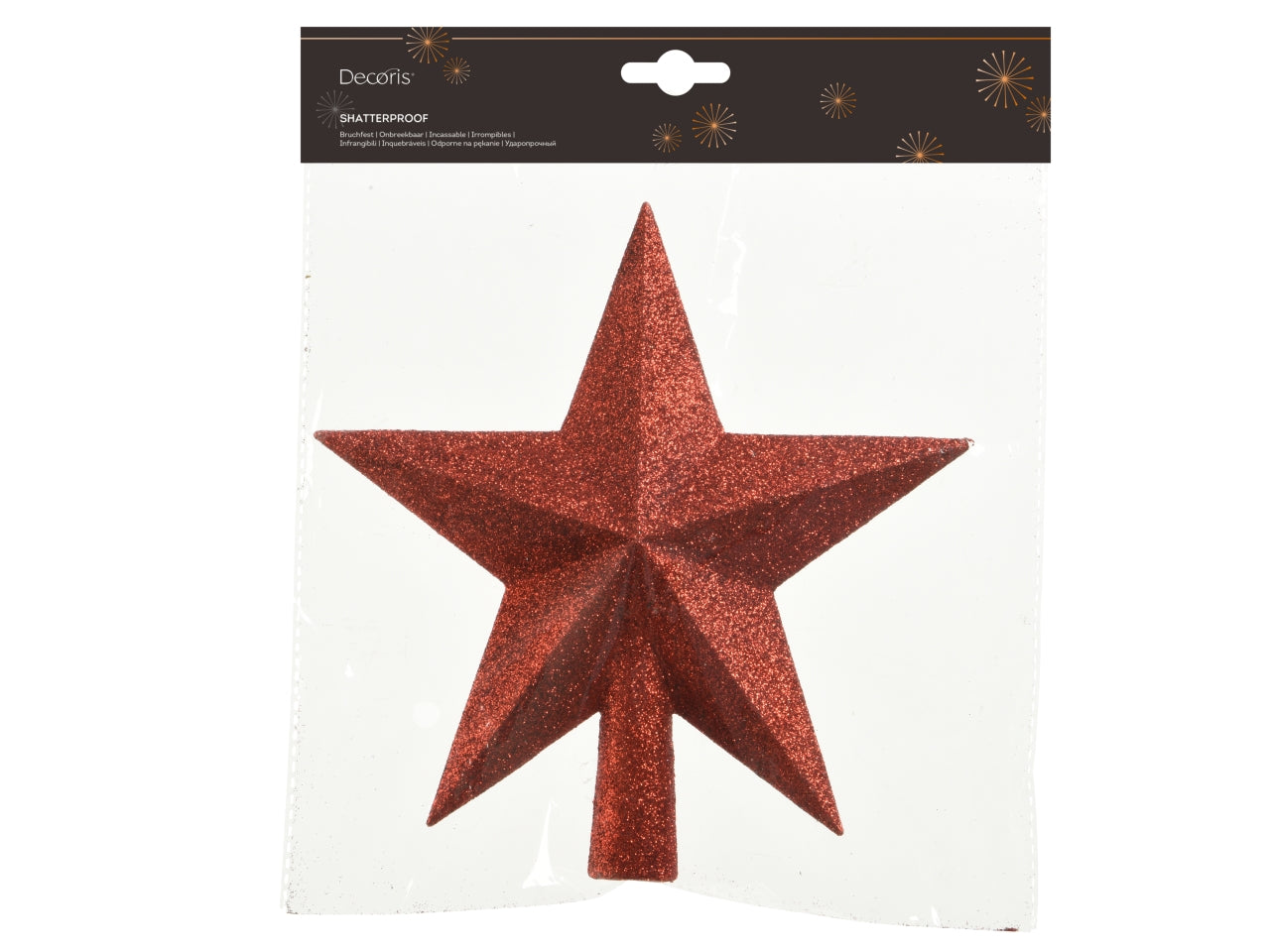 Puntale stella 19cm rosso glitter