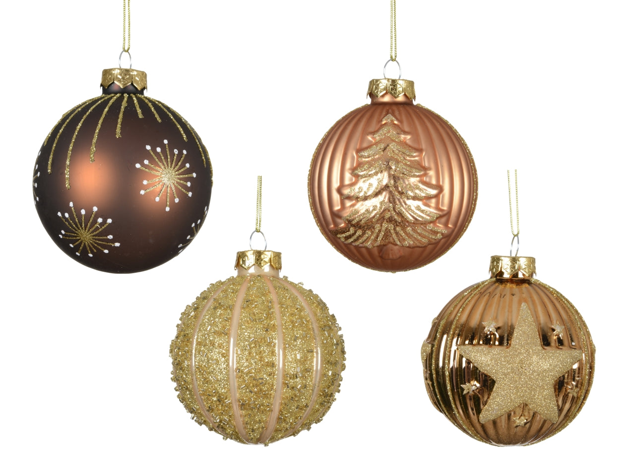 Palla in vetro 8cm 4 decori assortiti