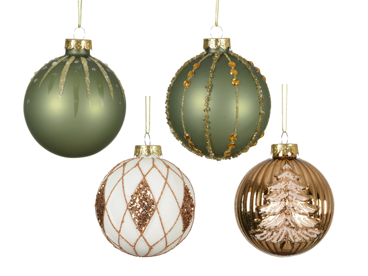 Palla in vetro 8cm 4 decori assortiti