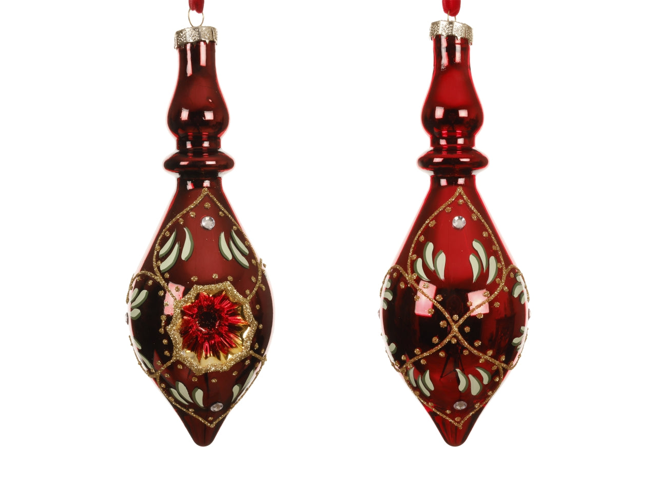 Appendino in vetro 19cm con foro e glitter assortiti