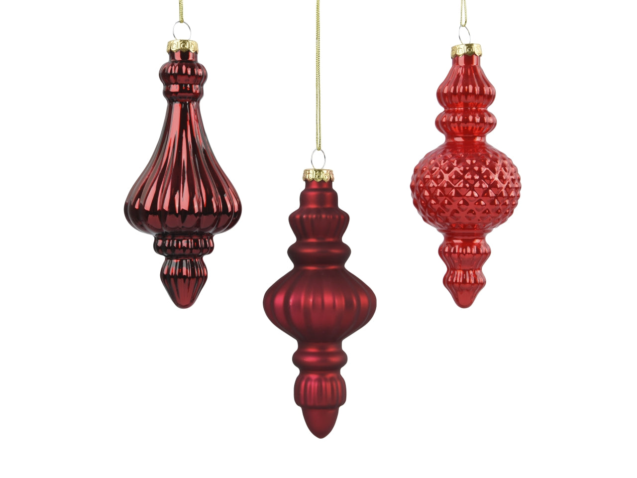 Appendino in vetro 15cm rosso lucido, opaco e smaltato assortiti