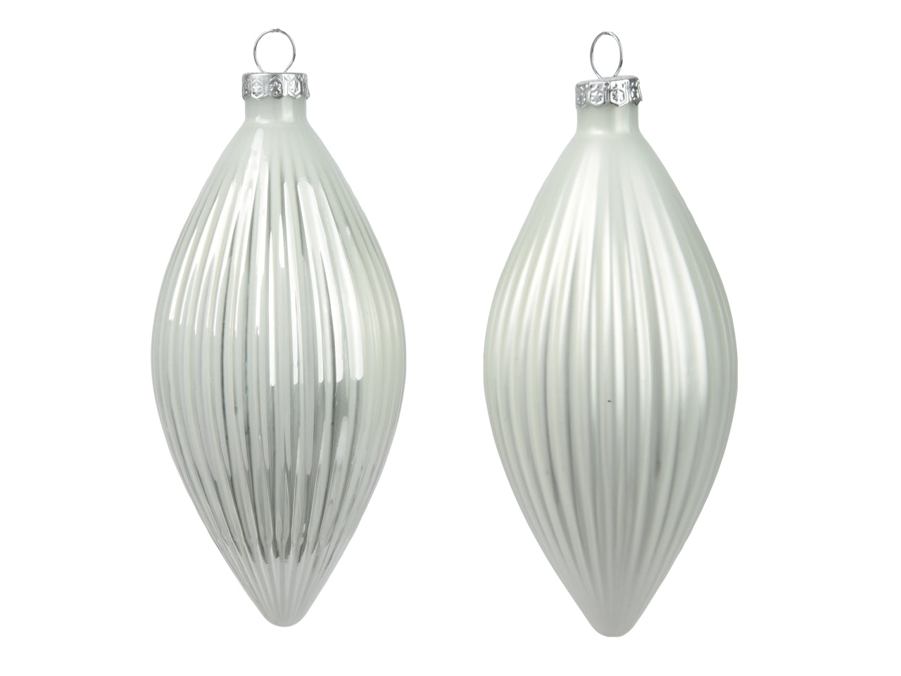 Palla oliva vetro 13cm in confezione da 3 pezzi bianco