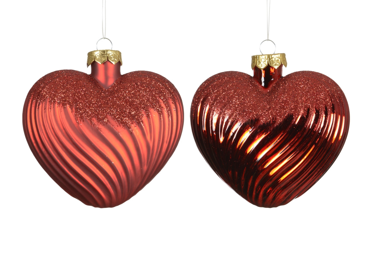 Appendino cuore vetro 9,5cm in confezione da 2 pezzi rosso