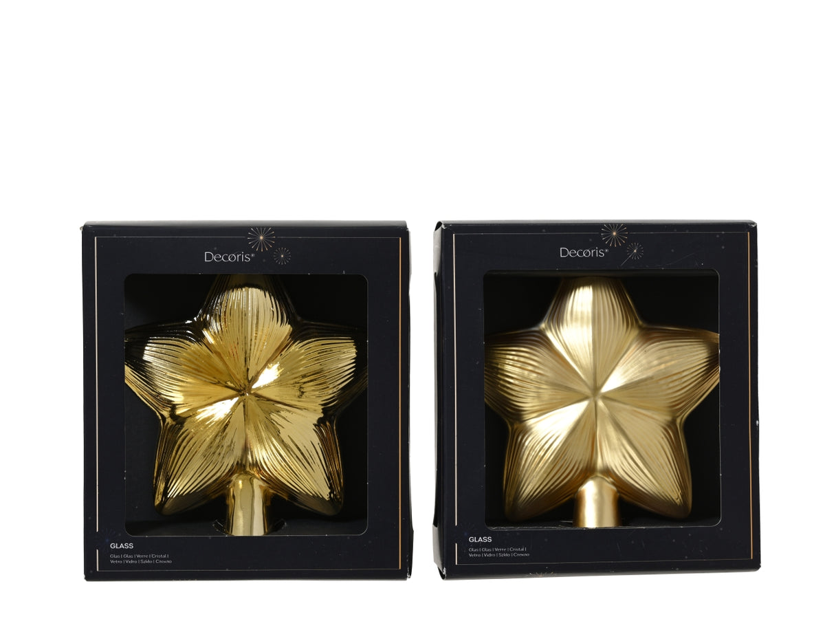 Puntale stella vetro 17cm oro