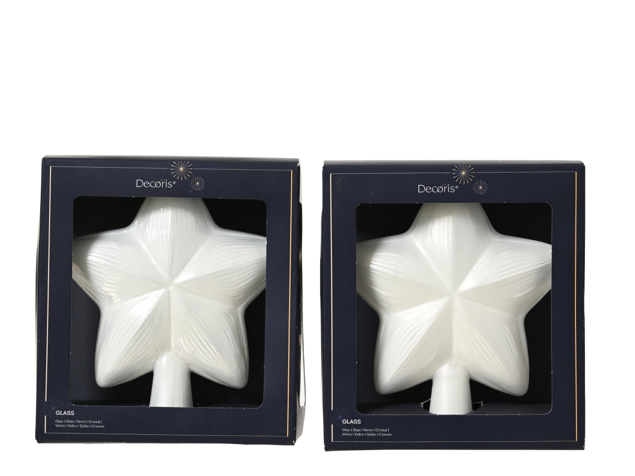 Puntale stella vetro 17cm bianco