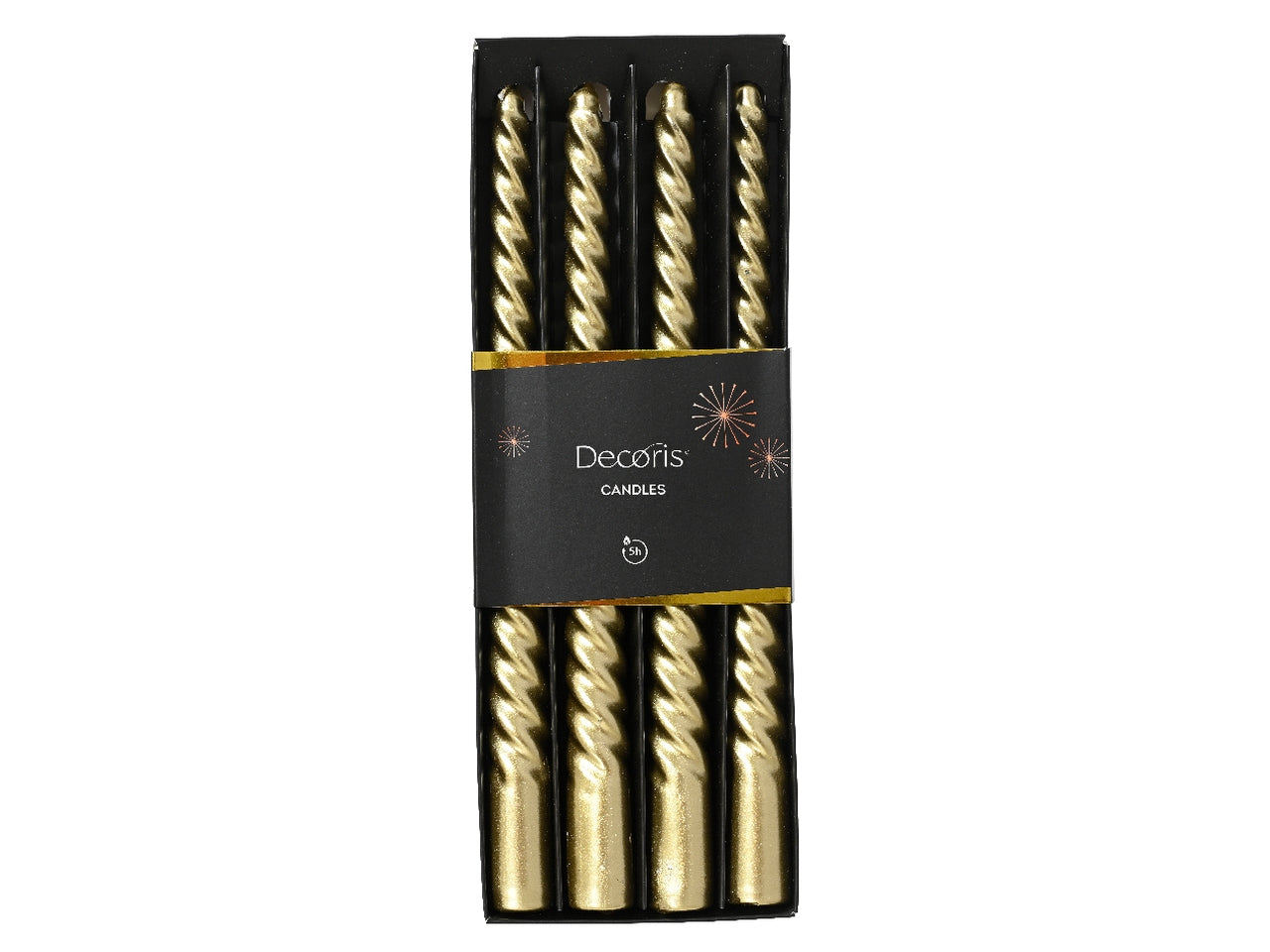Candela torciglione 25cm in scatola da 4 pezzi oro
