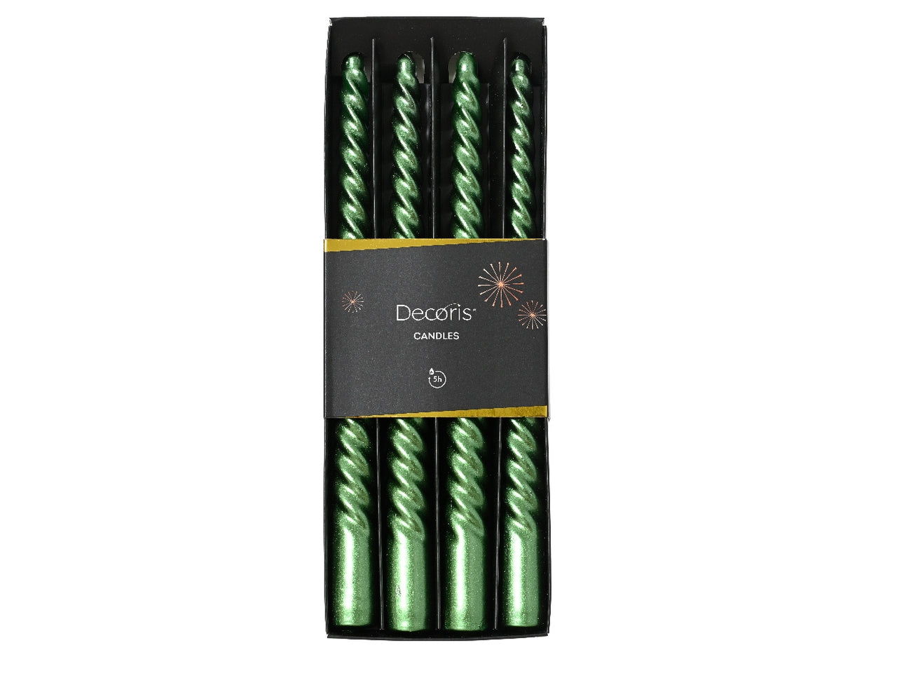 Candela torciglione 25cm in scatola da 4 pezzi verde