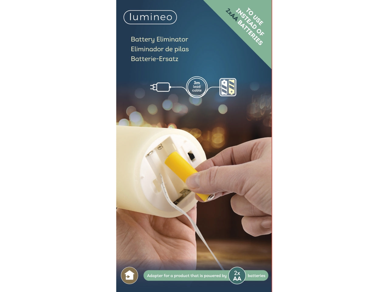 Eliminatore batterie 2xAA stilo con filo da 3mt