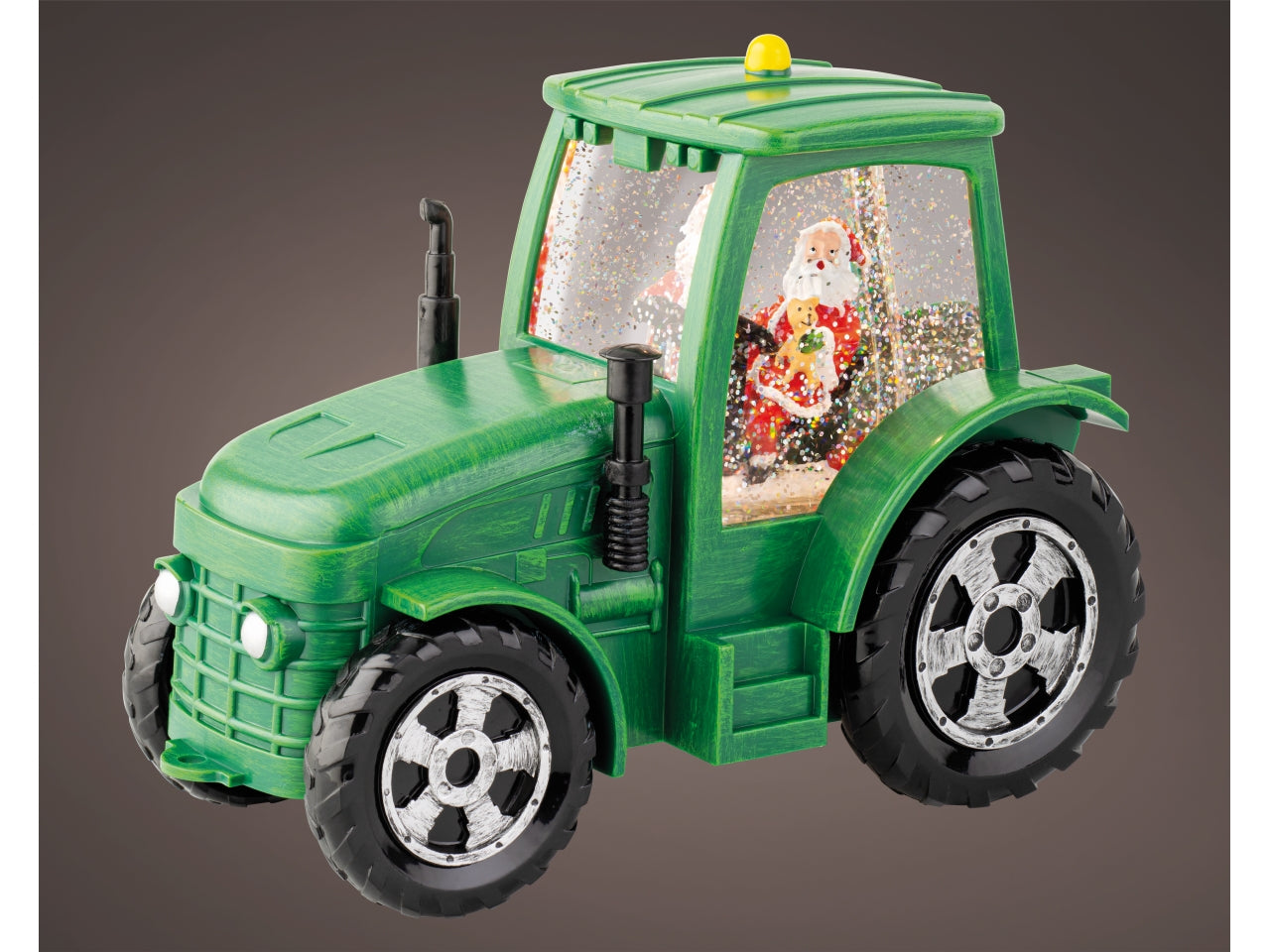 Trattore babbo natale con acqua e led a batteria 11x22x17cm